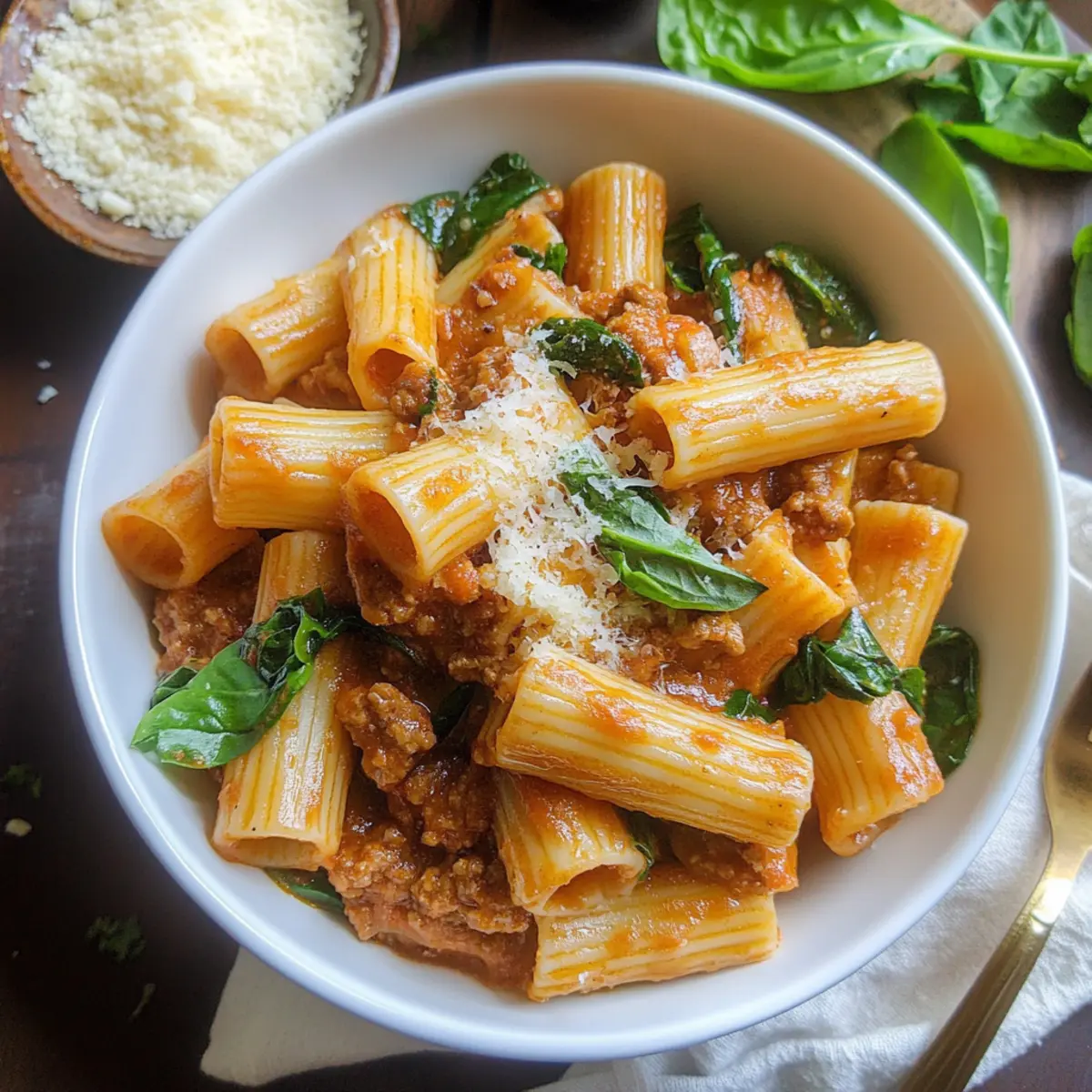 Spicy Rigatoni with Meat Sauce