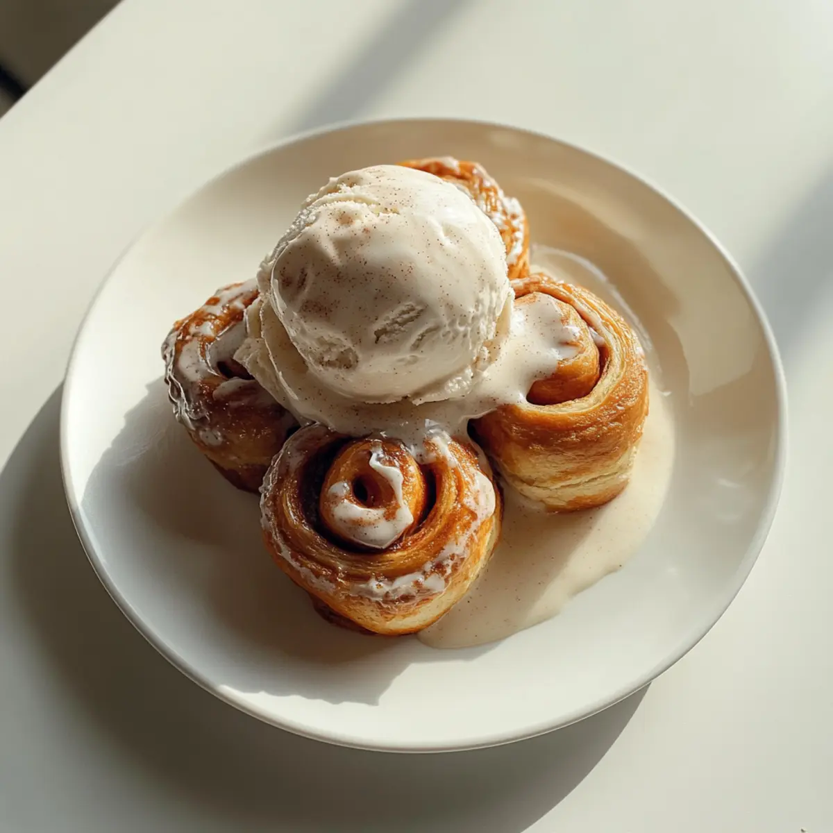 Vanilla Ice Cream with Cinnamon Rolls