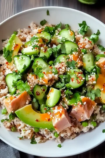 Tuna Avocado Crispy Rice Salad