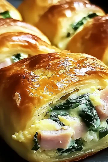 Spinach Ham Breakfast Rolls