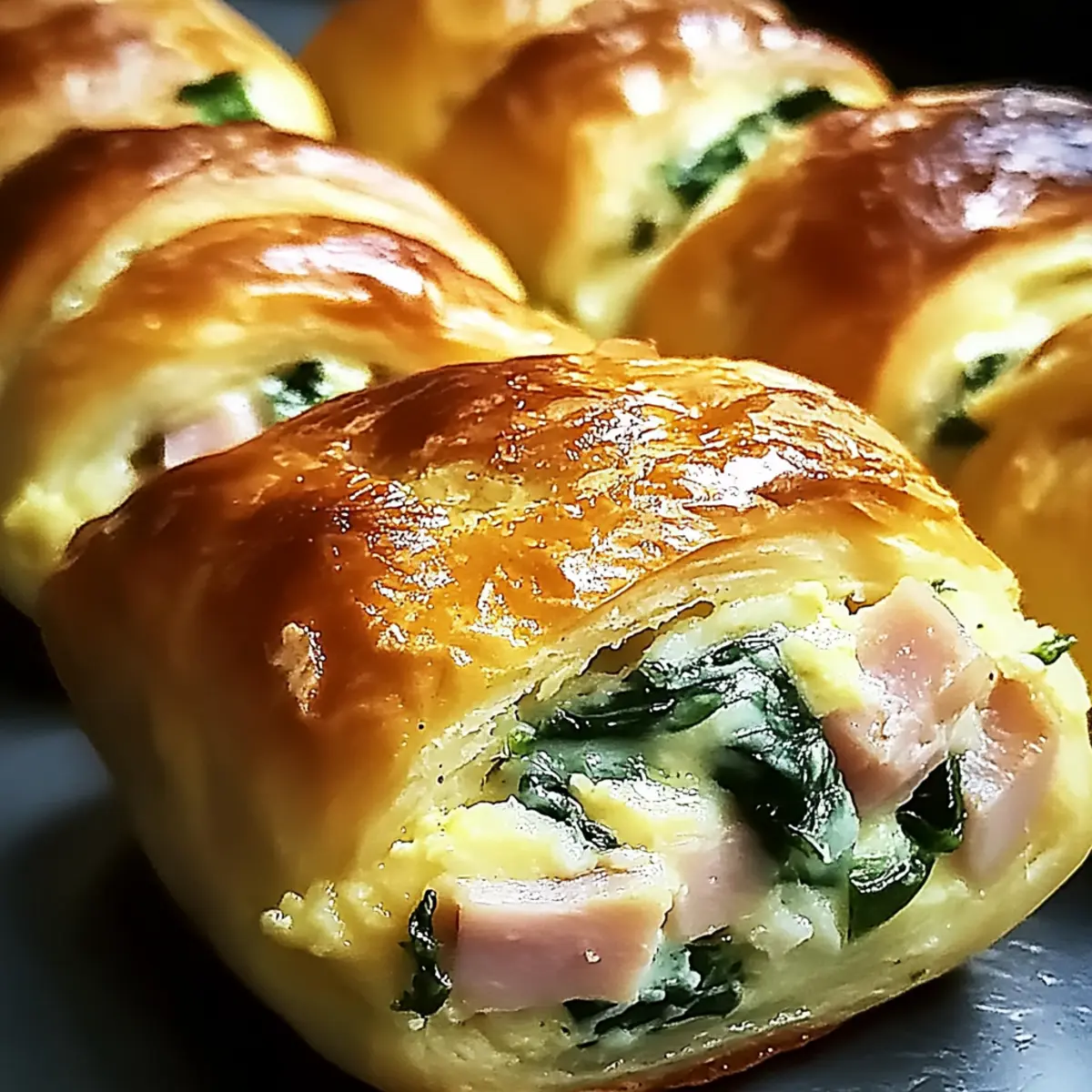 Spinach Ham Breakfast Rolls