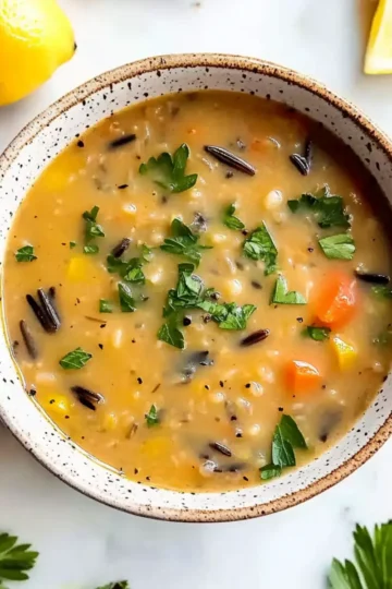 Lemon & Garlic Wild Rice Soup