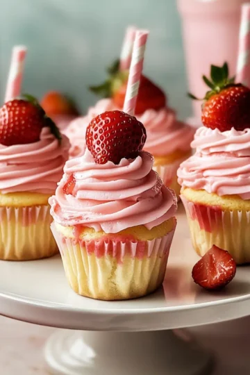 Strawberry Milkshake Cupcakes