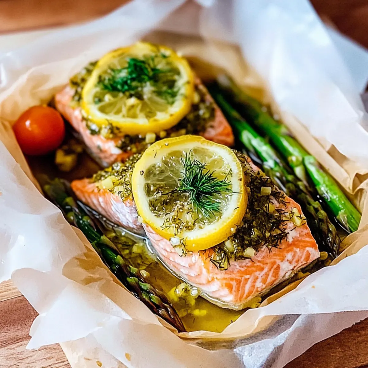 Salmon en Papillote with Lemon Dill Butter