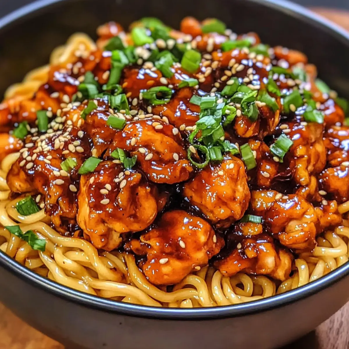 STICKY GARLIC CHICKEN NOODLES