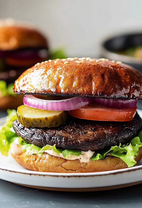 Juicy Portobello Mushroom Burgers with Balsamic Drizzle