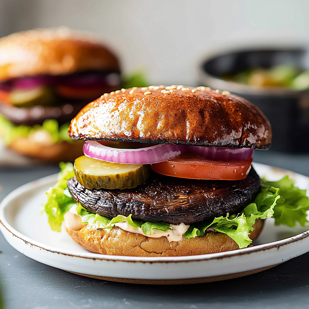 Juicy Portobello Mushroom Burgers with Balsamic Drizzle 2 Juicy Portobello Mushroom Burgers with Balsamic Drizzle