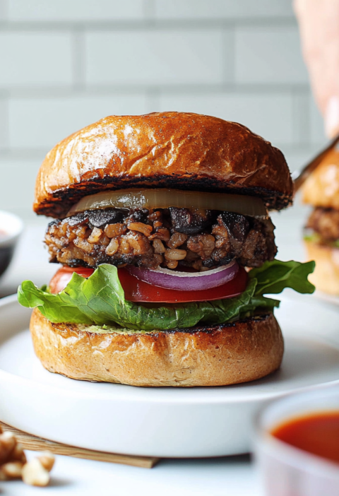 Veggie Burgers with Mushrooms and Brown Rice