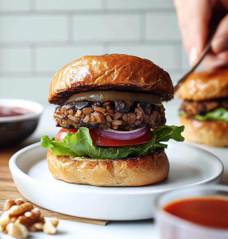 Veggie Burgers with Mushrooms and Brown Rice 1 Veggie Burgers with Mushrooms and Brown Rice