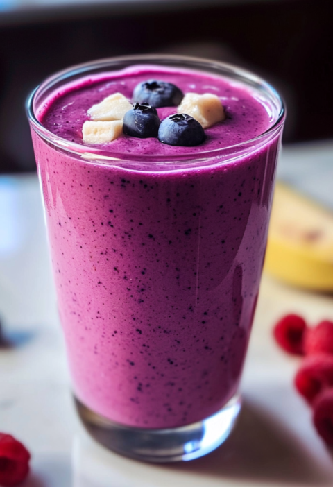 Blueberry Smoothie with Cauliflower and Almond Butter