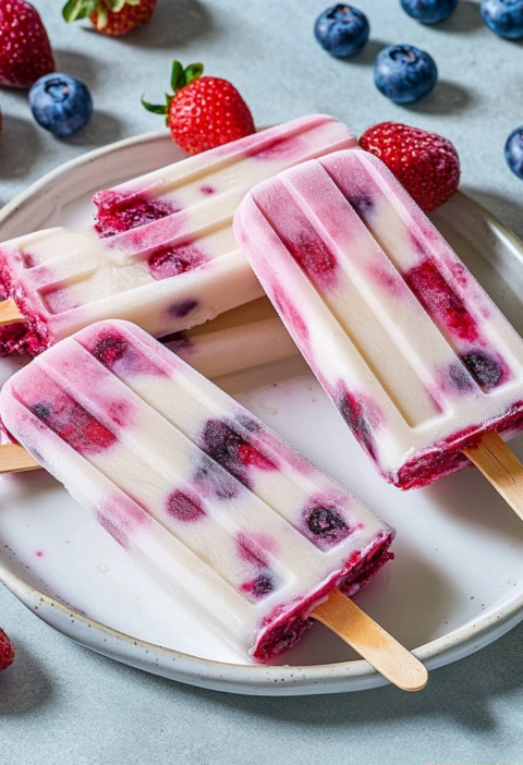 Homemade Yogurt and Berry Popsicles for Summer