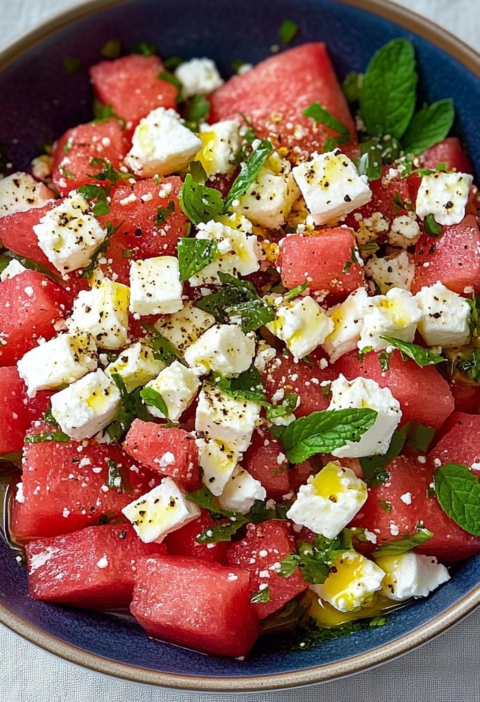 Watermelon Feta Mint Salad