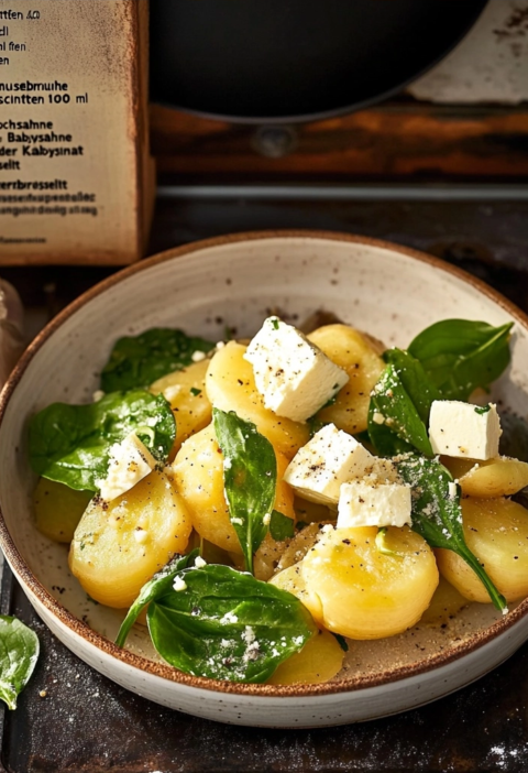 Creamy Kohlrabi and Potato Pan with Feta and Spinach